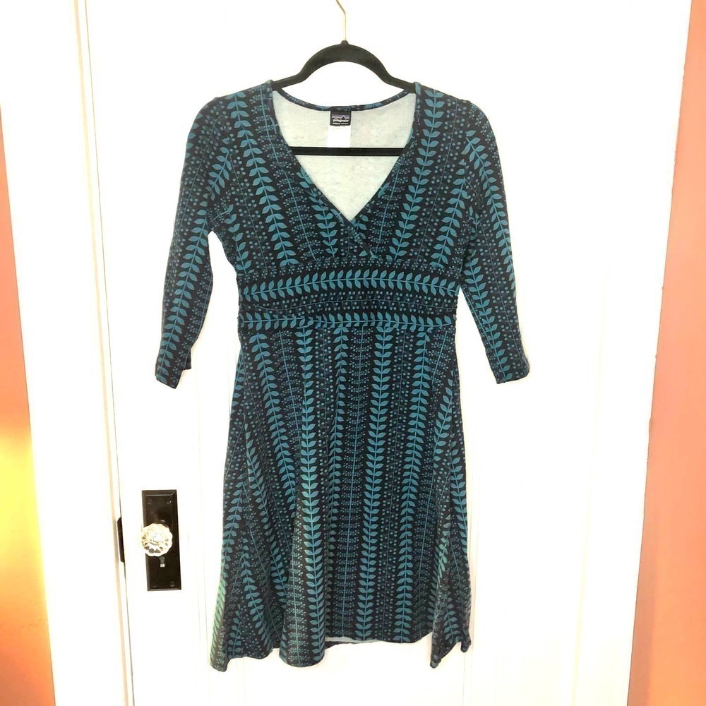 Patagonia Margot Organic Cotton Dress 3/4 Sleeve Sz M​​​​​​​